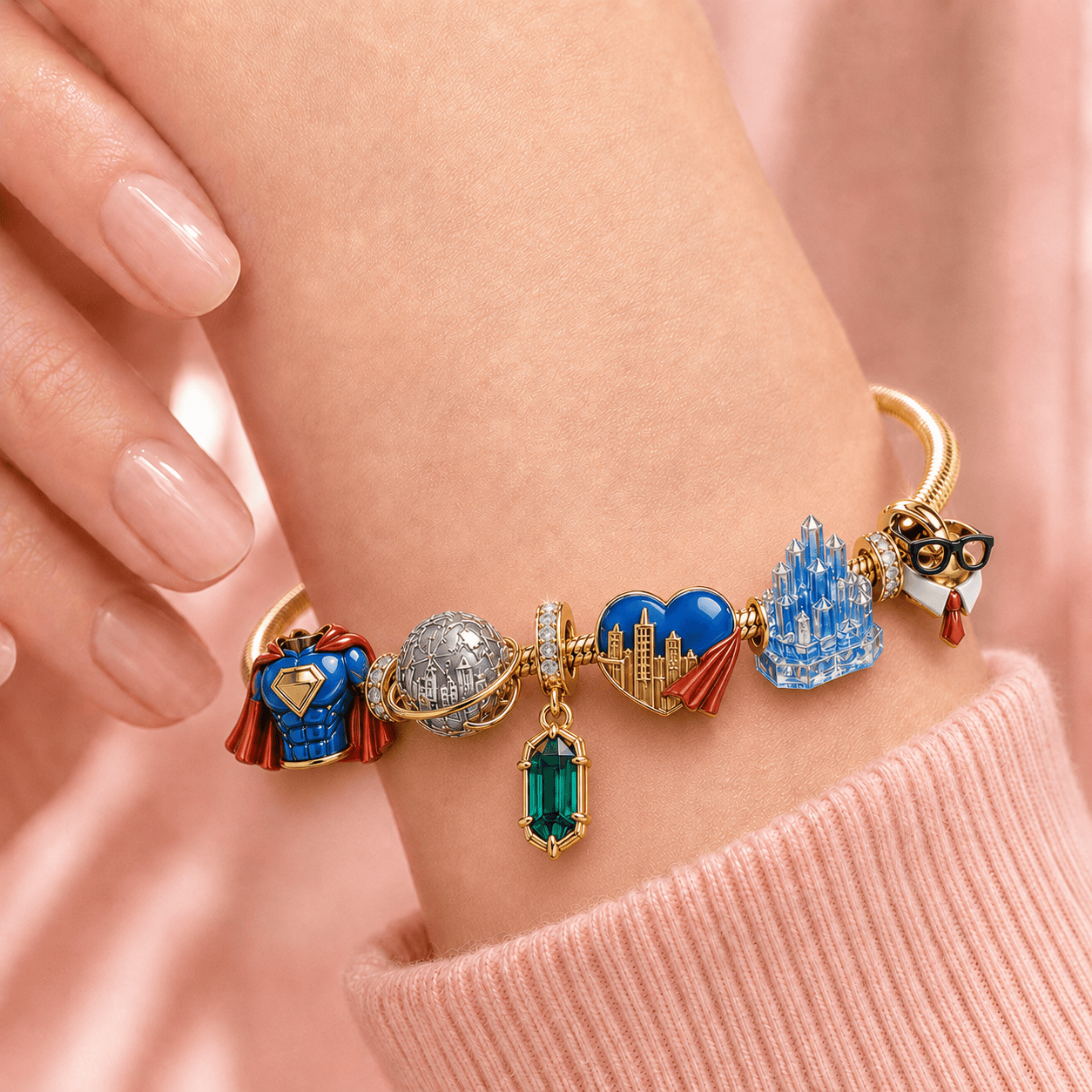 SUP Gold Charm Bracelet Set TMH