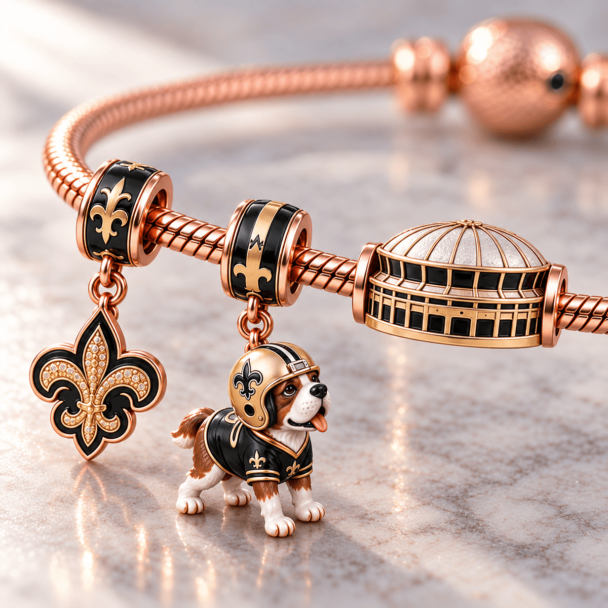 NOS Rose Gold Charm Bracelet Set HQH