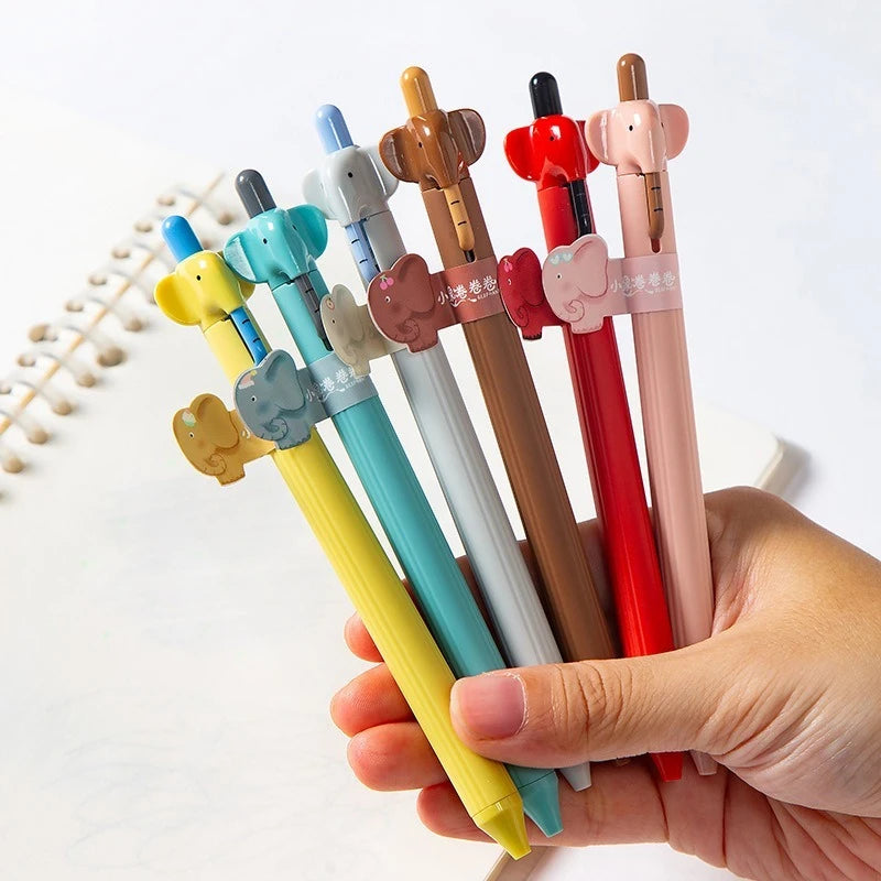 12PC Dumbo Roll Roll Cute Press Neutral Pen Anti slip Texture Double Bead ST Speed Drying 0.5 Brushing Questions Black Pen