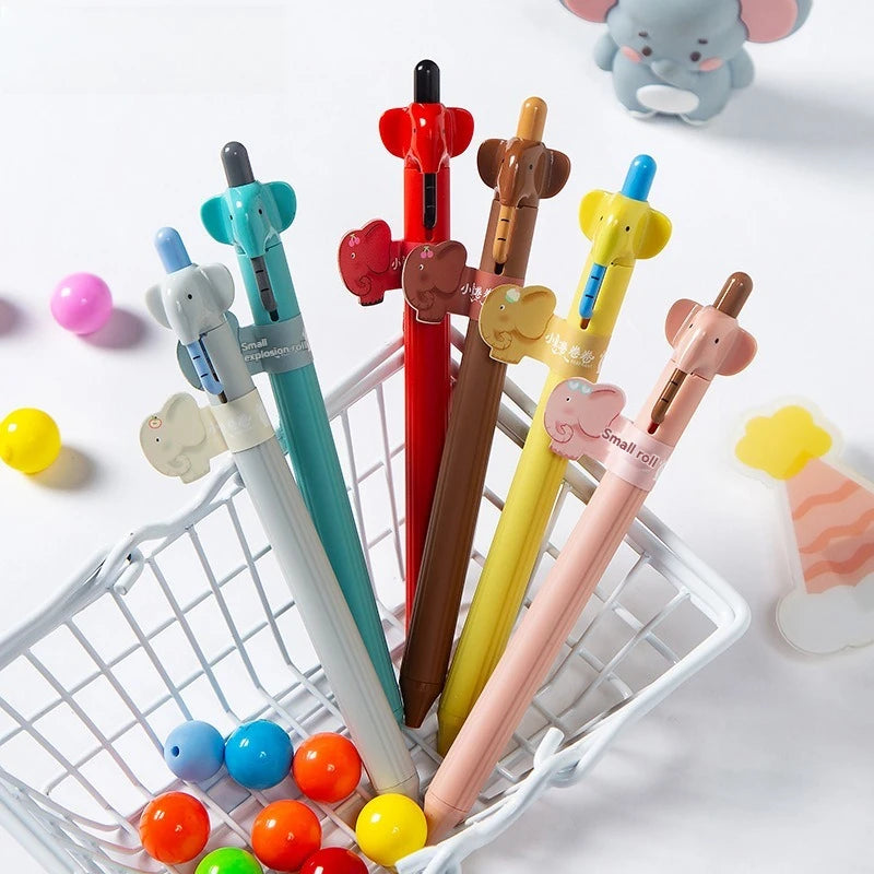 12PC Dumbo Roll Roll Cute Press Neutral Pen Anti slip Texture Double Bead ST Speed Drying 0.5 Brushing Questions Black Pen