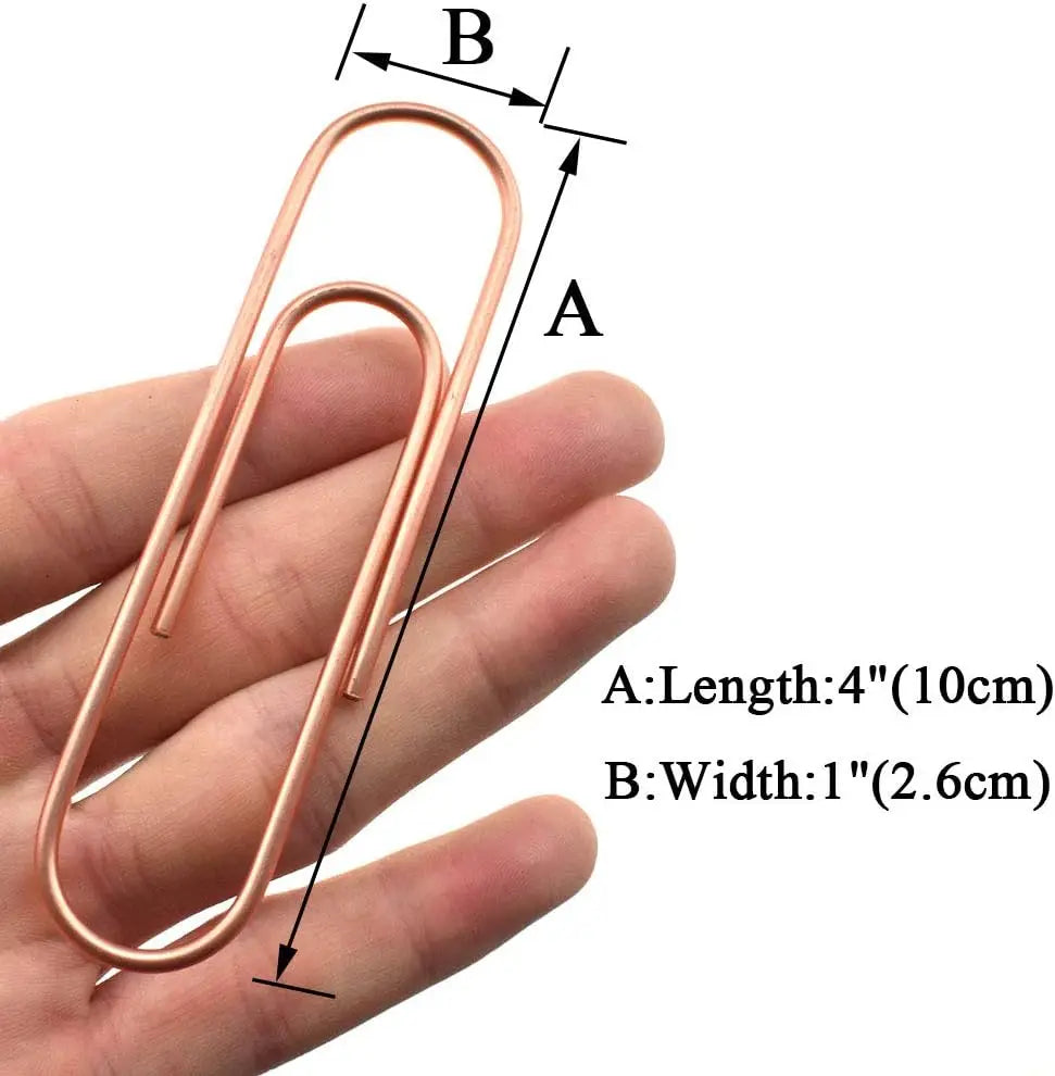 Extra Large 4 Inch Paper Clips, Rose Gold Vinyl Coated for Bookmarking and Organizing in Home Office School, 14 Pack