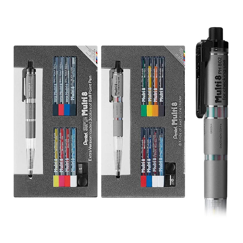 Japan Pentel Multi+8 2.0mm Automatic Knock Mechanical Colored Pencils - Sketch Essential for Artists & Designers (PH803/802S)